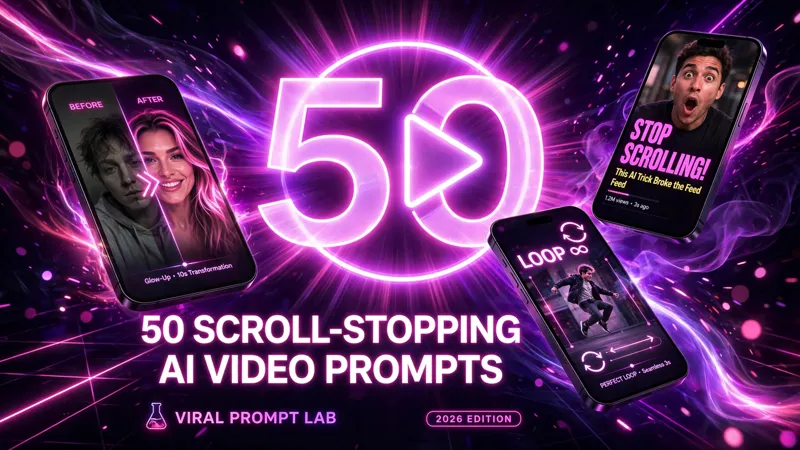 50 Scroll-Stopping AI Video Prompts cover