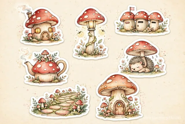 Cottage Watercolor Sticker Pack cover