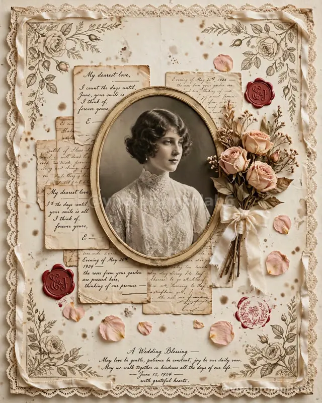 Vintage Wedding Ephemera Art cover
